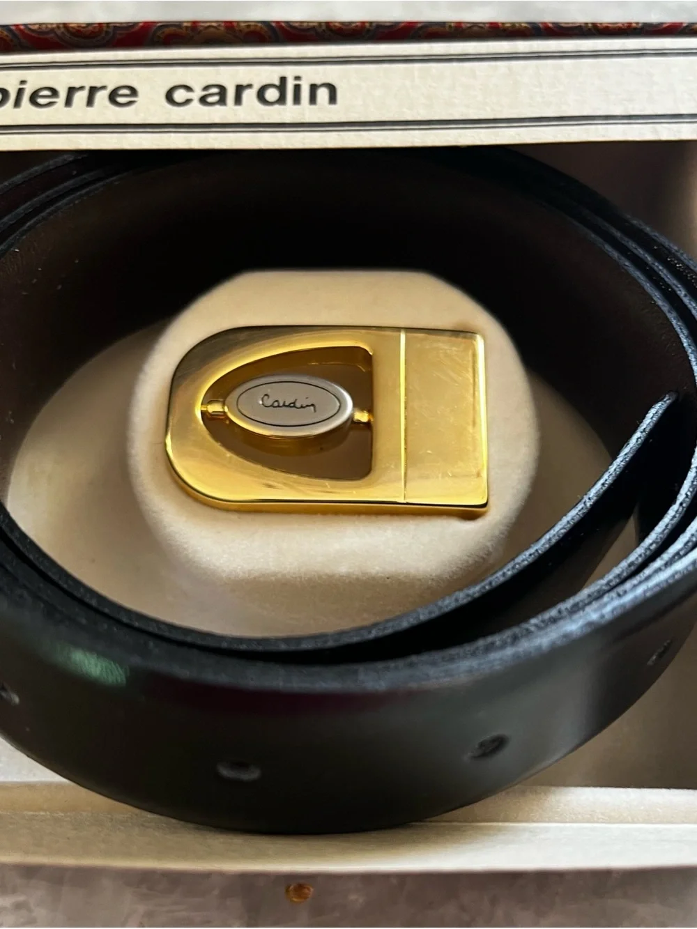 Vintage Pierre Cardin Reversible Men's Belt with Gold Buckle and Black Strap
